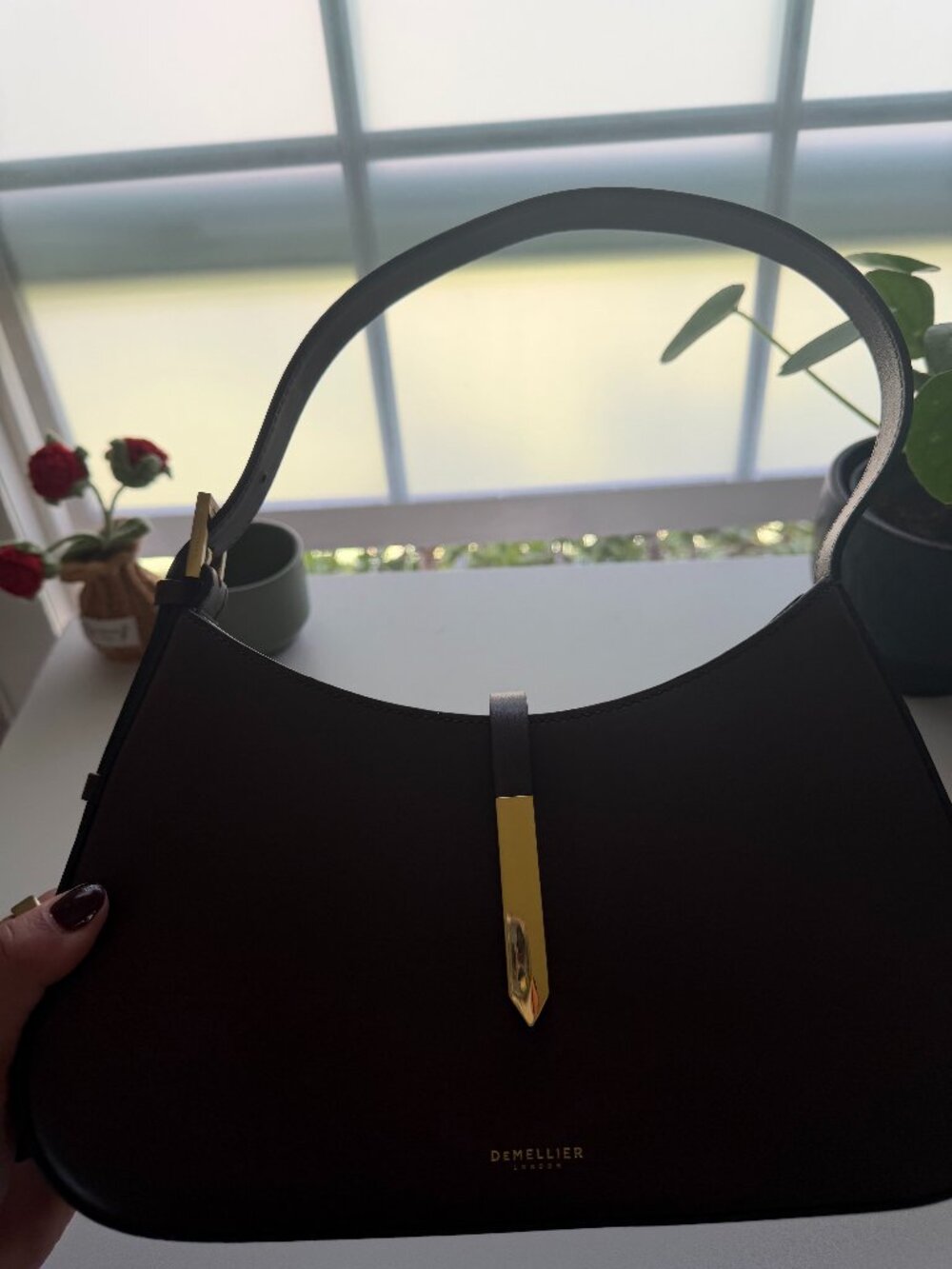NWOT DeMellier London The Tokyo Leather Shoulder Bag - Mocha Brown Gold